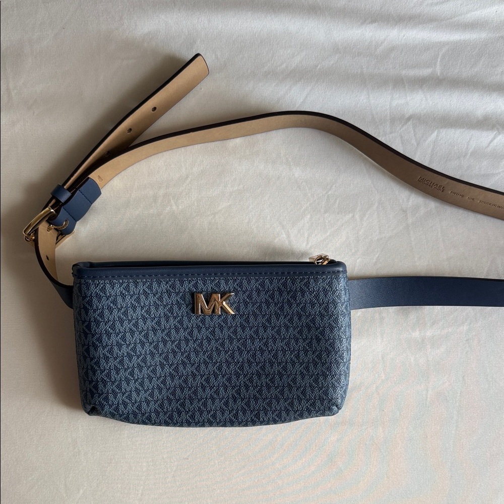 Michael Kors Navy Crossbody Bag with Gold Accents